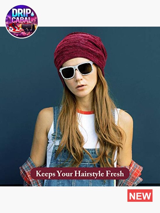 4 Pack Satin Lined Beanie Cap Slouchy Sleep Hat for Hair Care